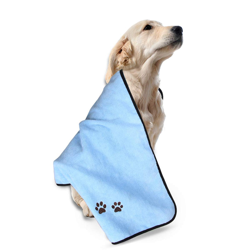 Wipela Pet Dog Cat Microfiber Drying Towel Ultra Absorbent Great for Bathing and Grooming Blue 27.5" x 55" - PawsPlanet Australia