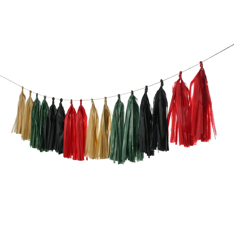 Mefuny 20pcs Sage Green Red Black and Khaki Shiny Tassel Garland Banner Tissue Paper Tassels for Wedding, Birthday, Bridal Shower, Baby Shower Christmas Party Decorations - PawsPlanet Australia