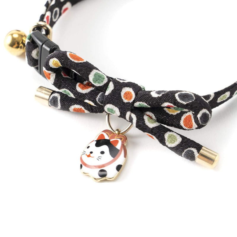 Necoichi Zen Hariko Charm Cat Collar Black - PawsPlanet Australia