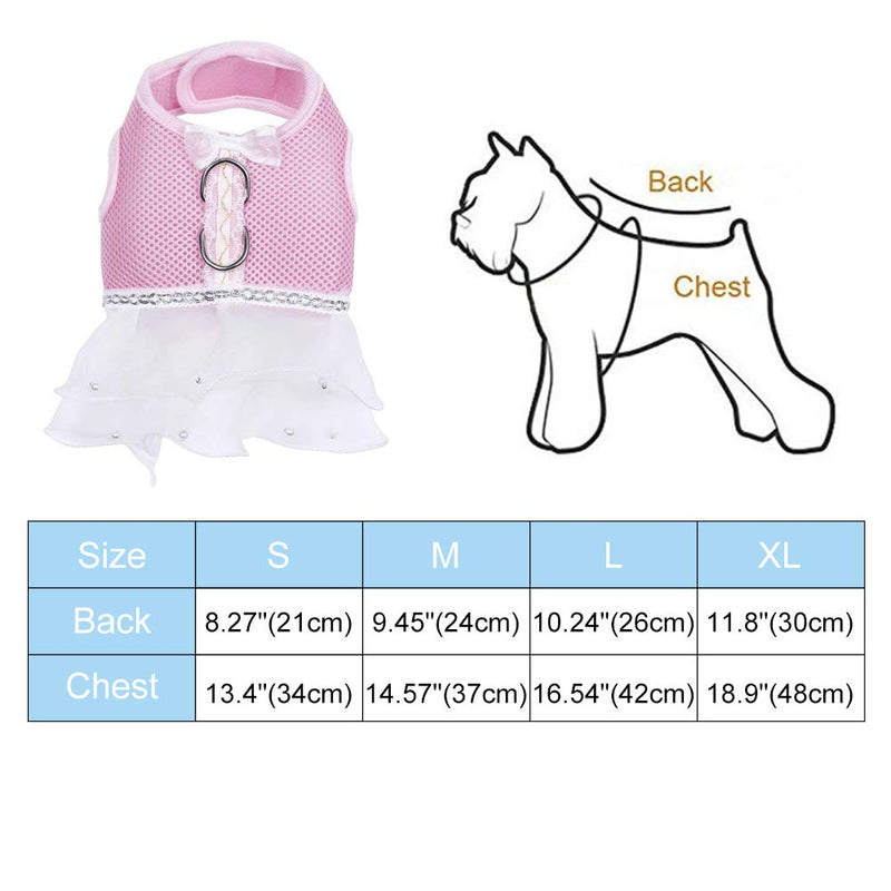 [Australia] - BUYITNOW Cute Pink Dog Dress Harness Pet Lace Mesh Vest Tutu Skirt with Bowknot for Small Dogs Girl Medium 