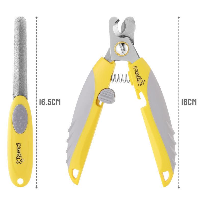 pecute Dog Nail Clippers with Claw File Professional Set, Sharp Dog Nail Trimmer Stainless Steel with Safety Guards — Avoid Over Cutting for Medium to Large Dog Breeds (Yellow+Grey) Yellow+Grey - PawsPlanet Australia