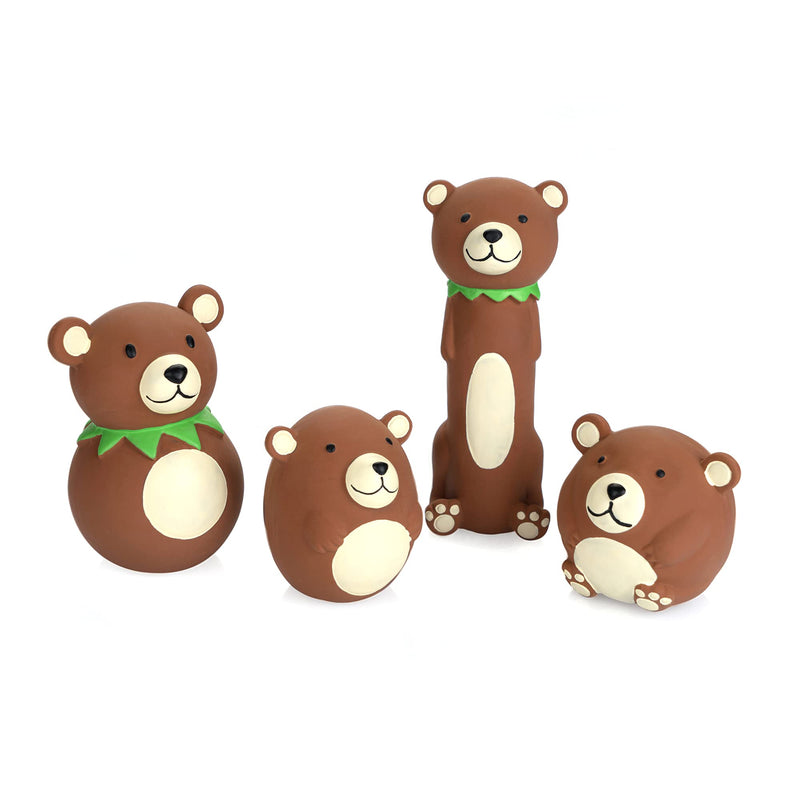 Chiwava 4 Pack Squeak Latex Dog Toy Funny Brown Bear Sets Pet Interactive Play for Small Dogs - PawsPlanet Australia