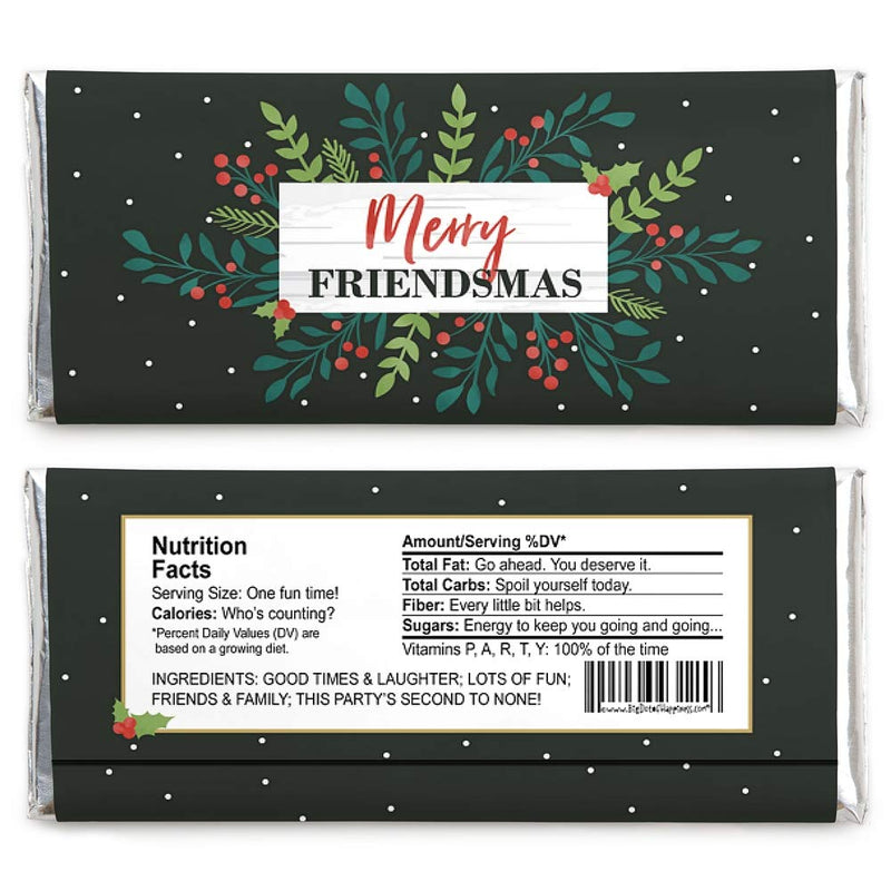 Big Dot of Happiness Rustic Merry Friendsmas - Candy Bar Wrapper Friends Christmas Party Favors - Set of 24 - PawsPlanet Australia