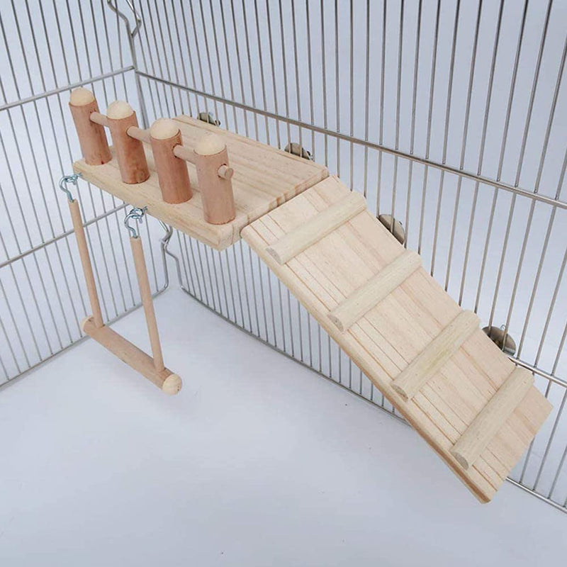 TeTupGa Hamster Bird Perches Cage Toys Parrot Wooden Platform With Climbing Ladder Playing Gyms Exercise Stands Wood Swing Chewing Toys Sets For Animals Green Cheeks, Baby Lovebird, Chinchilla, Budgie - PawsPlanet Australia