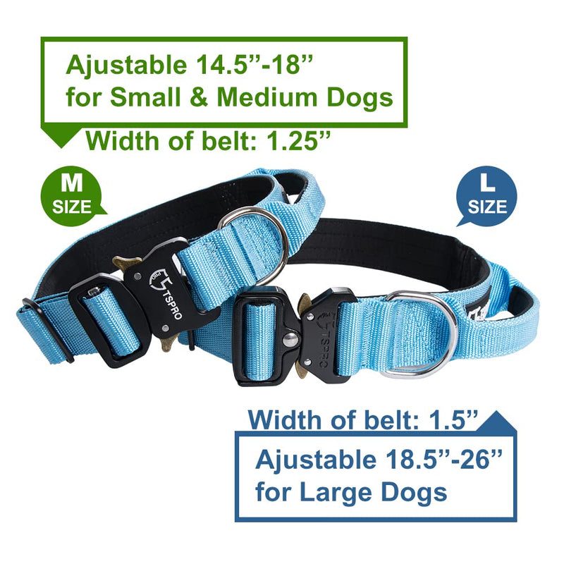 TSPRO Premium Dog Collar with Handle Thick Adjustable Dog Collar Heavy Duty Quick Release Metal Buckle Dog Collar for Small or Medium to Extra Large Dogs(Blue-M) Handle Version-Size M-(Adjustable37-46cm) Blue - PawsPlanet Australia