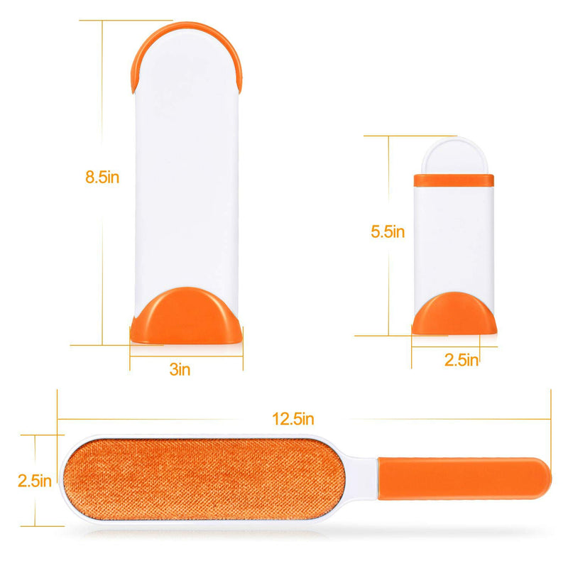 Adoric Pet Hair Remover Brush, Lint Brush for Dog & Cat, Double Sided Fur Remover Tool with Self-Cleaning Base, Perfect for Clothes, Sofa, Carpet, Car Seat and Travel (Orange) - PawsPlanet Australia