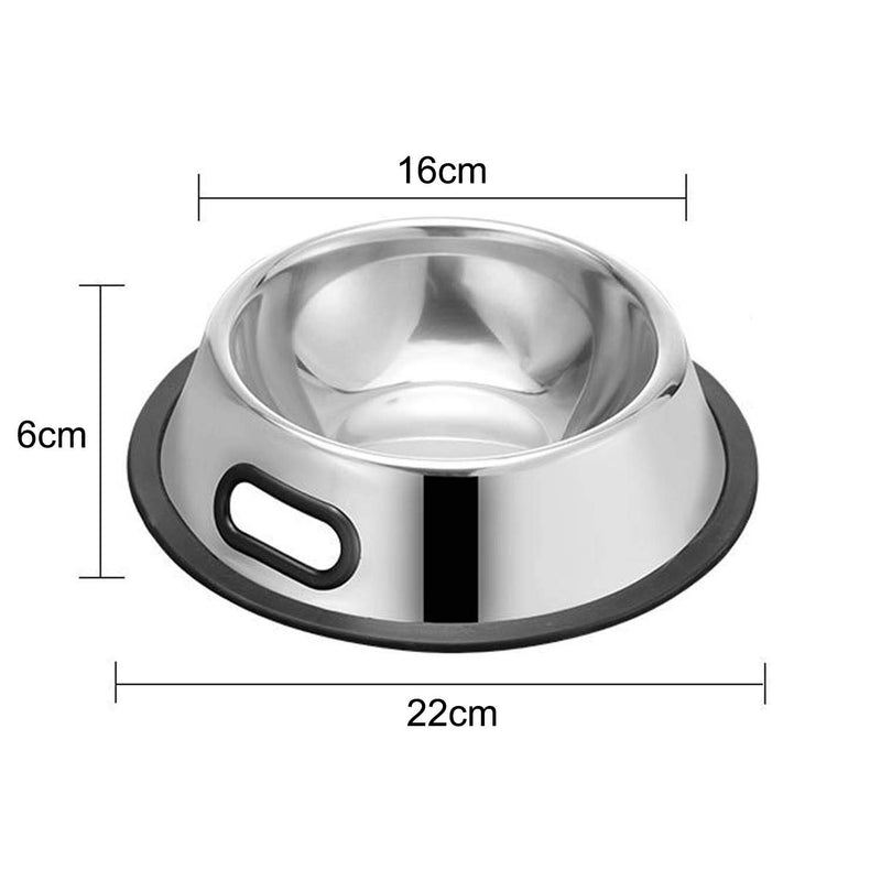 SUOXU Medium Dog Bowl, 2 Stainless Steel Dog Bowls, Dog Plate Bowls With Non-slip Rubber Bases, Medium and Large Pet Bowl For Feeding Water and Food (22cm) 22cm - PawsPlanet Australia