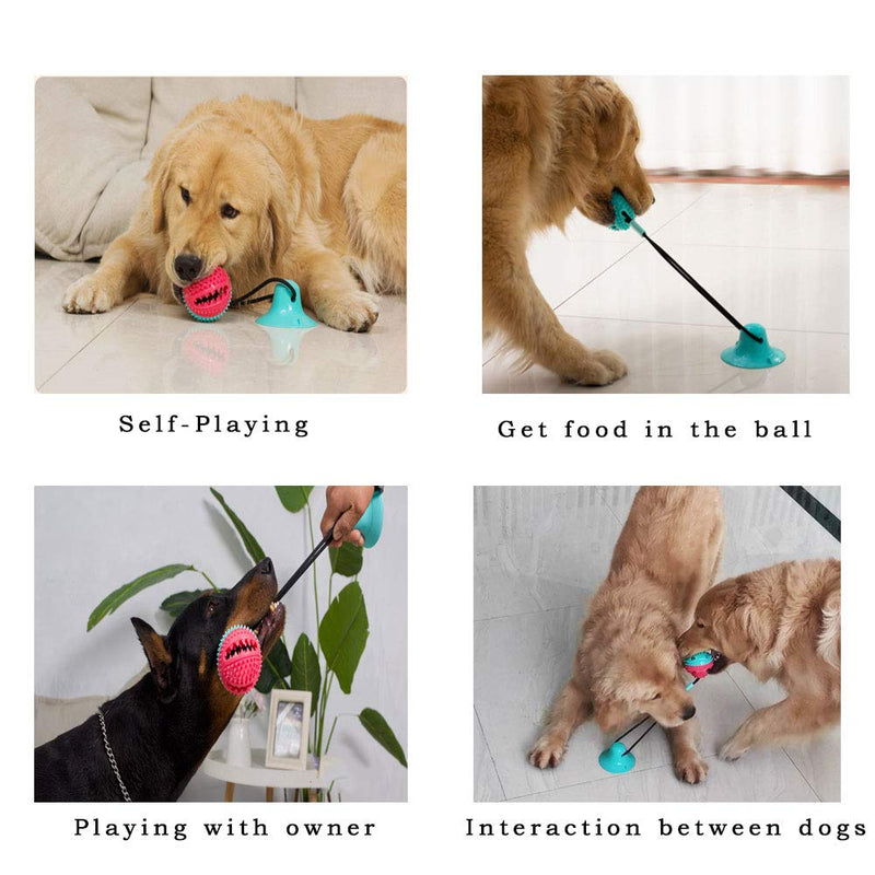 YUEMING Suction Cup Dog Toy,Dog Tug Rope Chew Ball Toy,Multifunction Pet Molar Interactive Toys, Food Dispenser Teeth Cleaner, for Molar, Teeth Cleaning, Play - PawsPlanet Australia