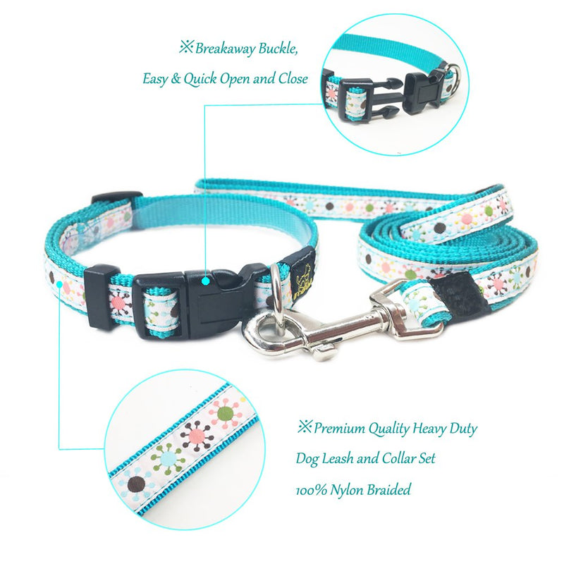 [Australia] - ANNIMOS Pet Dog Collar & Leash Set Adjustable Collars,Available Sizes for Small Medium Large Dogs M (0.6 Inch Width) 