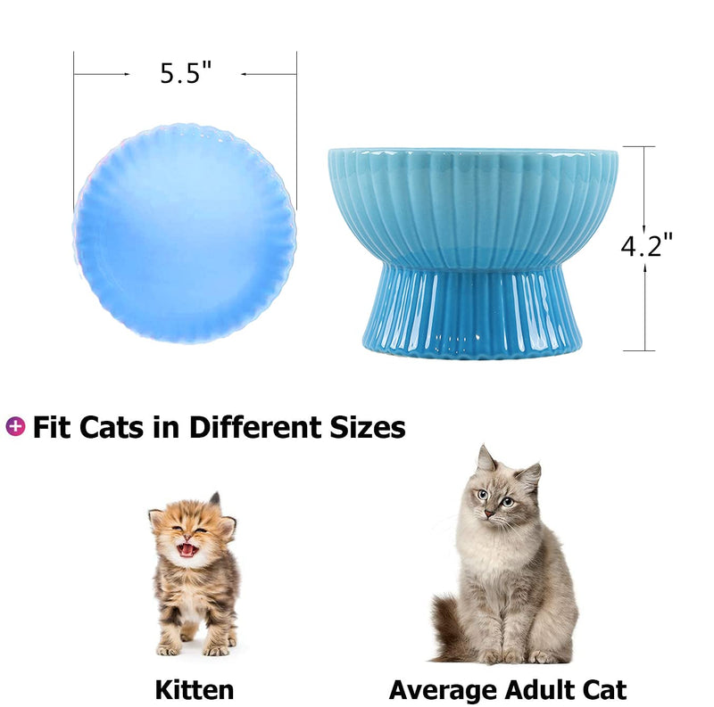 Raised Cat Food Bowls, Elevated Ceramic Pet Bowls Eating Stress, Anti Vomiting for Cats and Small Dogs (Blue)… Blue - PawsPlanet Australia