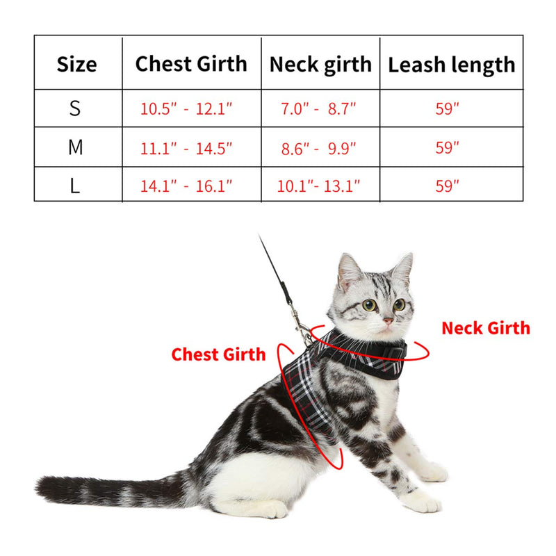 [Australia] - Unihubys Cat Harness with Leash Set- Adjustable Soft Mesh Material with Strong D-Ring for Peace of Mind, Great for Walking Medium Black 