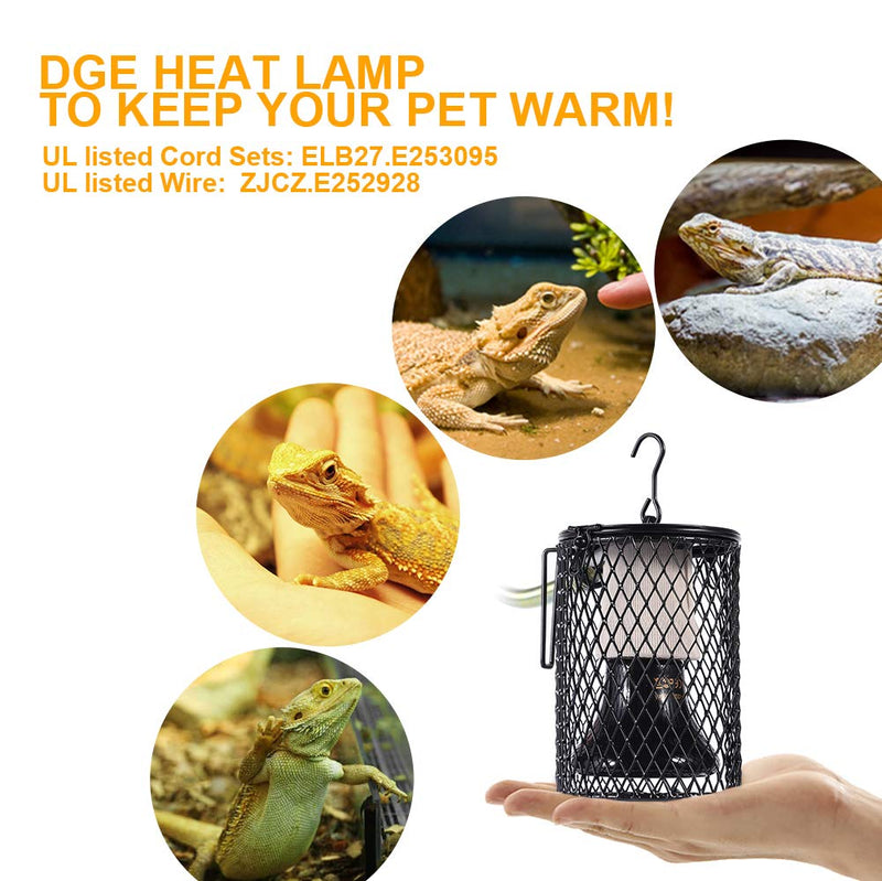 [Australia] - DGE Reptile Heat Lamp Bulb, Real 100 Watt Ceramic Heat Emitter Pet Coop Heater Kit for Chicken Lizard Turtle Brooder Snake, No Harm No Light, UL Listed 