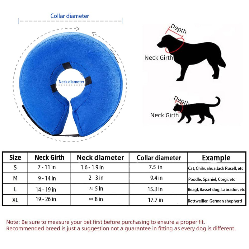 QIYADIN Soft Dog Recovery Collar, Adjustable Protective Inflatable Pet Cone for Dogs and Cats After Surgery, Prevent Pets from Biting & Scratching Large - PawsPlanet Australia