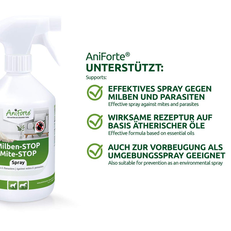 AniForte mite spray for dogs, cats, pets and farm animals 250 ml - anti-mite spray for natural defence against insects, parasites & vermin, mite stop & mite protection for mite infestation 250 ml (Pack of 1) - PawsPlanet Australia