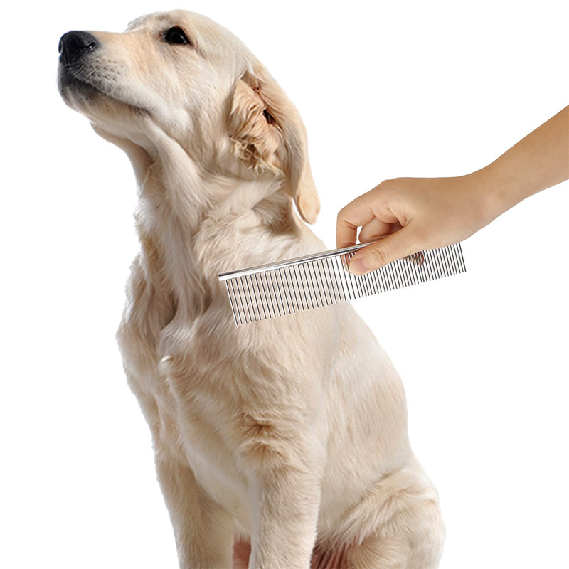 Pet comb, pet professional comb made of stainless steel, 2-in-1 stainless steel comb, dog cat comb for small, pet grooming combs medium and large pets with long hair, short hair - PawsPlanet Australia