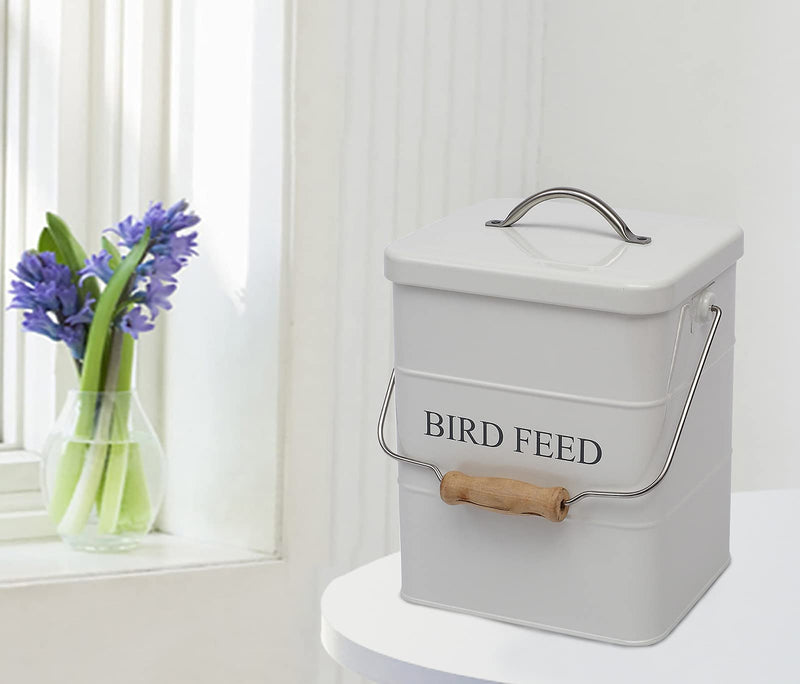 Geyecete Bird Feeder,Bird Food Jar Pet Food Storage Airtight Food Storage Container-White White - PawsPlanet Australia