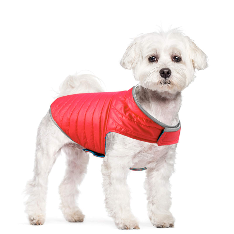 ABRRLO Winter Pet Clothes Waterproof Dog Down Jacket Reflective Reversible Dog Coat for Cold Weather Warm Padded Vest(Red+Blue,XS) XS Red+Blue - PawsPlanet Australia