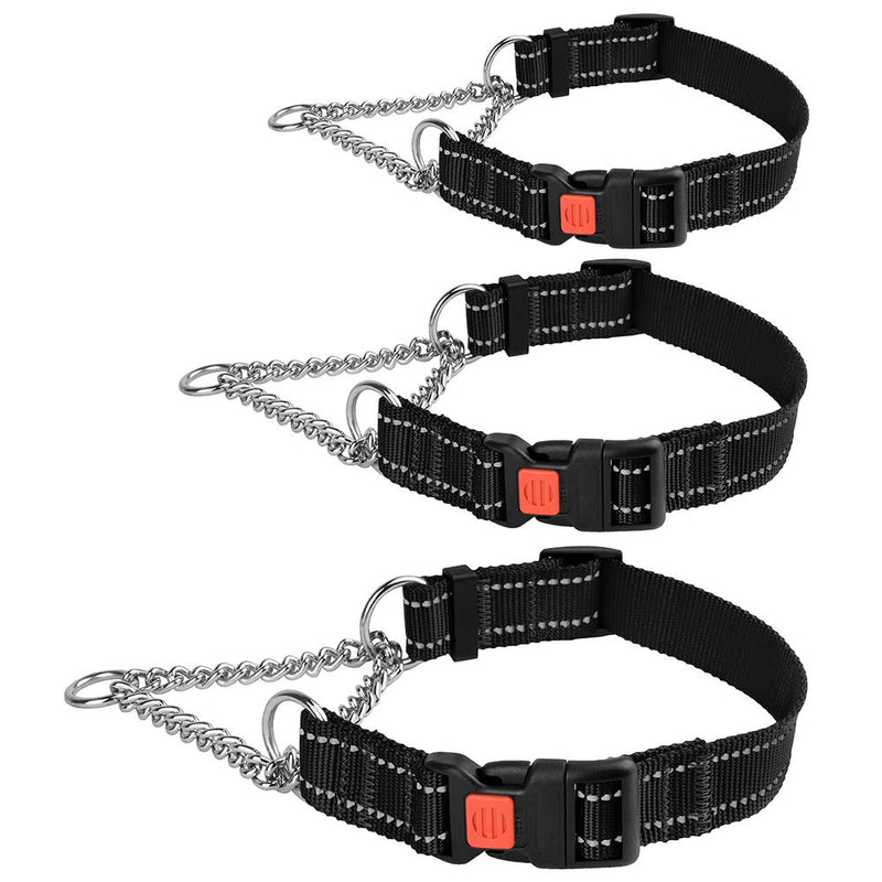 CollarDirect Reflective Dog Collar Martingale Collars Side Release Buckle Chain Training Adjustable Pet Choke Collars Small Black - PawsPlanet Australia