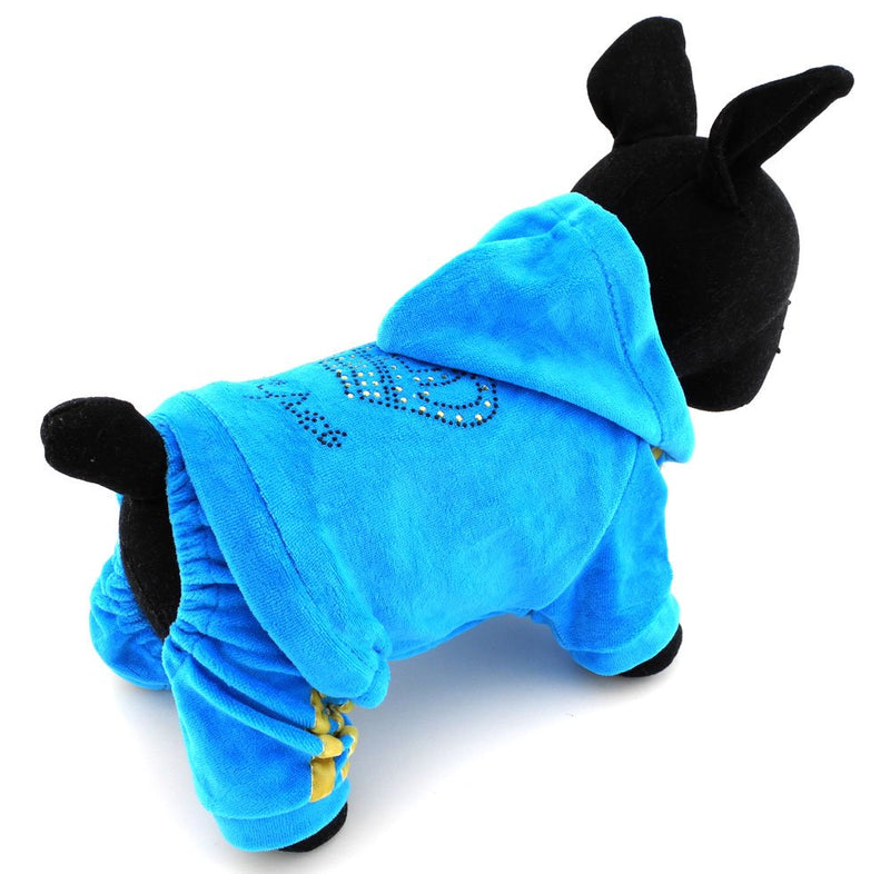 [Australia] - SMALLLEE_LUCKY_STORE pet Jumpsuit,pet Pajamas,pet Outfits,pet Suit,pet Hoodie,Girl Dog Clothes L(Chest:20.5" Back:13",fit 11-15lbs) Blue 
