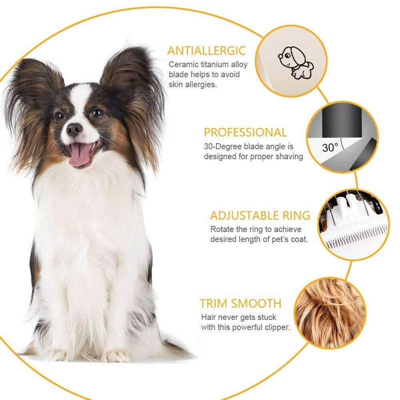 [Australia] - Sminiker Professional Dog Clippers Low Noise Dog Hair Trimmer with Comb Guides Rechargeable Cordless Pet Clippers for Dogs, Cats，Horse and Other Animals Pet Grooming Kit 