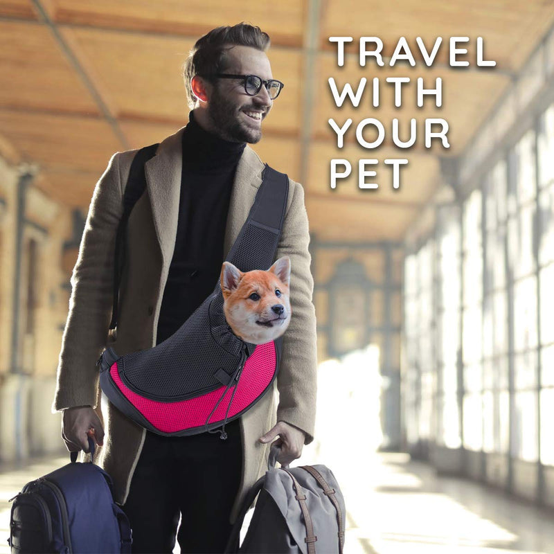 [Australia] - Zento Deals Pet Carrier Mesh Sling Bag - Premium Quality Adjustable Breathable Hands-Free Sling Bag, Stylish Design, Perfect for Travelers with Small Dogs and Cats 