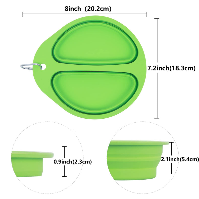 SLSON Collapsible Dog Bowl Portable Dog Bowl 800ml 2 in 1 Dog Food Water Bowl with Carabiner Foldable Pet Travel Bowl for Outdoor Activity, Green - PawsPlanet Australia