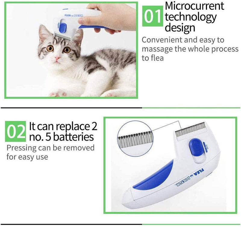 [Australia] - JUILE YUAN Pet Flea Comb - Flea Doctor As Seen On TV Perfect for Dogs and Cats No Batteries and Chemicals 