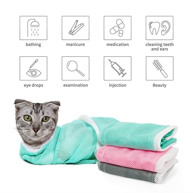 JMOON Cat Bathing Bag,Cat Shower Bag Anti-Bite & Anti-Scratch,Injecting Examining Nail Trimming,Adjustable Multifunctional Breathable Restraint Cat Bag Restraint GRAY - PawsPlanet Australia