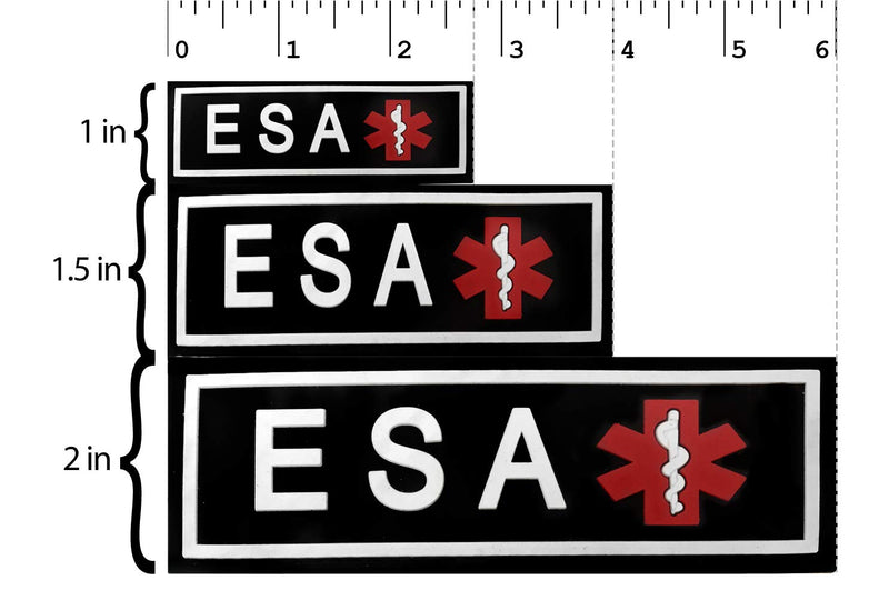 [Australia] - Dogline Emotional Support Animal Patch for Dog Harness and Vest | ESA Removable 3D Rubber Patches | Hook Backing for Small or Large Service Dogs 1.5" x 4" - Two Patches 