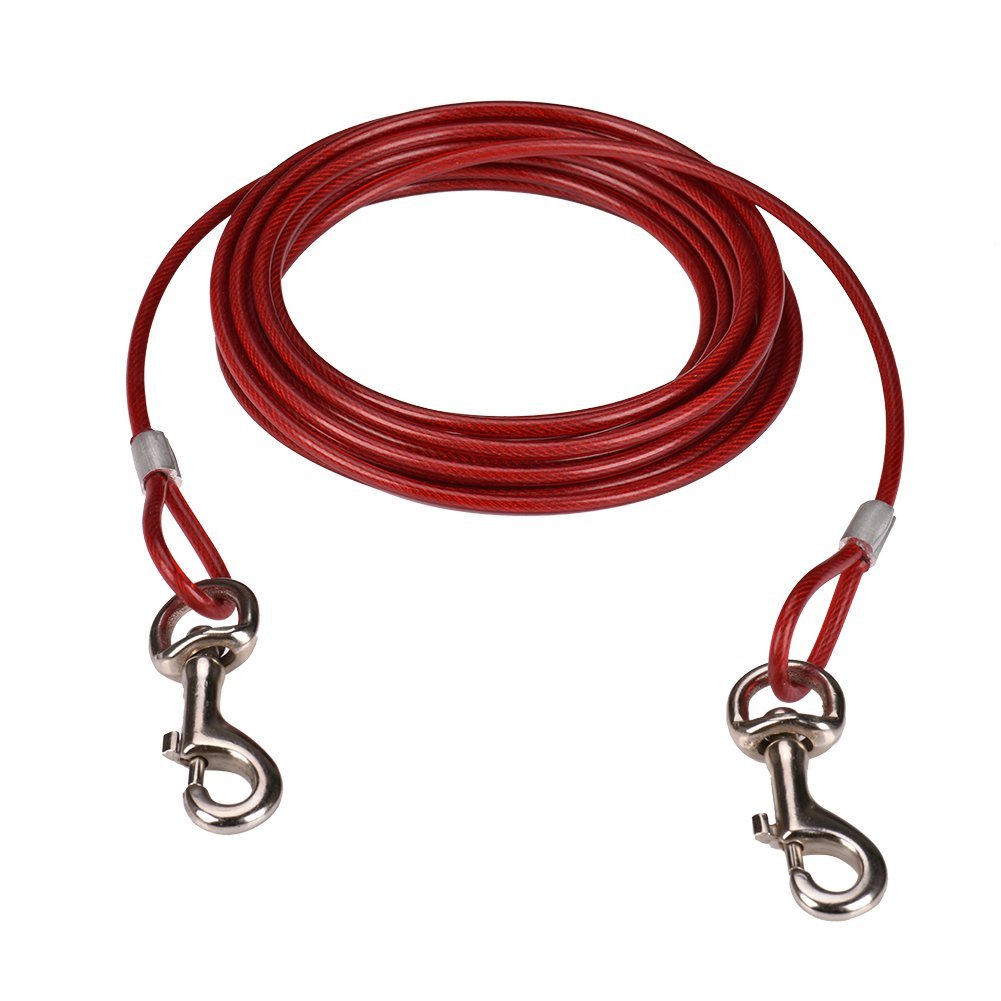 CtopoGo 10ft /16ft /33ft - Dog Tie Out Cables, Pet Tie-Out Leashes, Tie-Out Cable Heavy Duty Dogs Chain Leashes for Dogs up to 125 lbs, Pet Leads for Small/Medium Size (3m, Red) 3m - PawsPlanet Australia