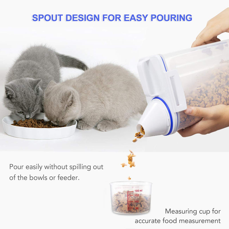 TBMax Pet Food Container for Dogs Cat Food Container with Pour Spout + Seal Buckles + BPA-Free Plastic + Airtight for Birds Blue 2L - PawsPlanet Australia