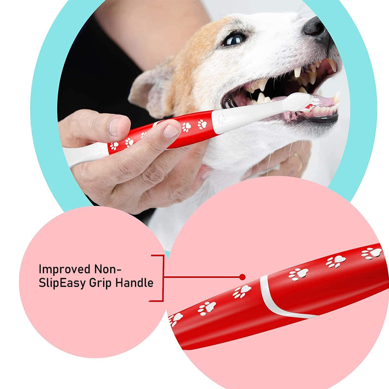 Diyxisk dog toothbrush 2 pieces pack dental care dog cleaning brushes, cat toothbrush, against tartar, bad breath and gingivitis, double-sided teeth cleaning set, red tool - PawsPlanet Australia