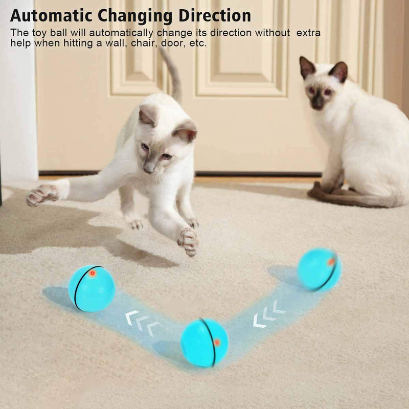 Interactive Cat Toys Ball with LED Light, 360 Degree Self Auto Rotating Intelligent Ball, Smart USB Rechargeable Spinning Cat Ball Toy,Stimulate Hunting Instinct Kitten Funny Chaser Roller Pet Toy Blue - PawsPlanet Australia