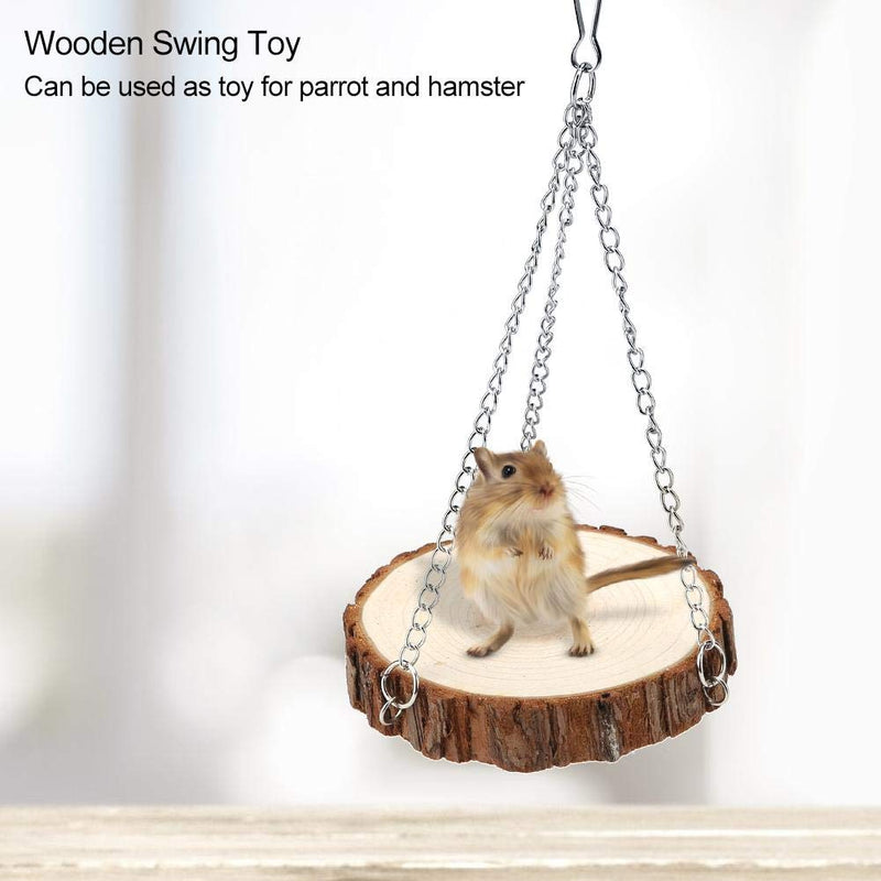 [Australia] - koulate Parrot Swing Toy, Small Pet Cage Pendant Decoration Hanging Springboard Natural Wooden Chewing Toy for Birds and Hamster 1# 