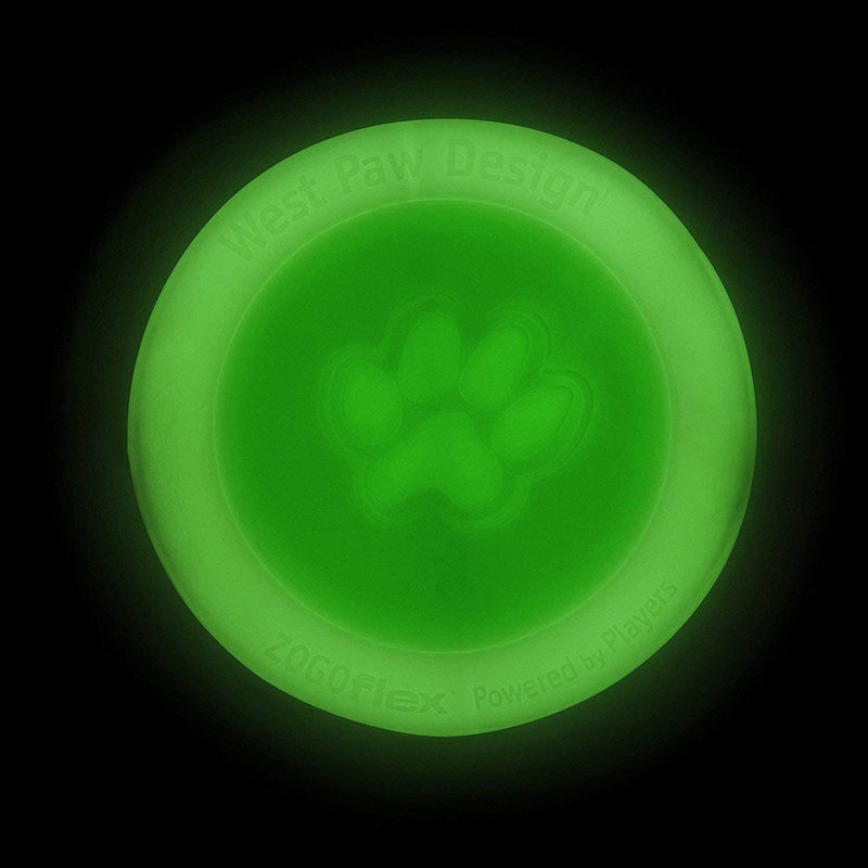 West Paw Zogoflex Zisc Dog Frisbee, High Flying Aerodynamic Disc for Dogs Puppy – Lightweight, Floatable Dog Frisbees for Fetch, Tug of War, Catch, Play – Doubles as Food/Water Bowl, Glow, Made in USA Small 1 - PawsPlanet Australia