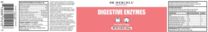 Dr Mercola Healthy Pets Digestive Enzymes for Pets (150g for Cats & Dogs) - PawsPlanet Australia