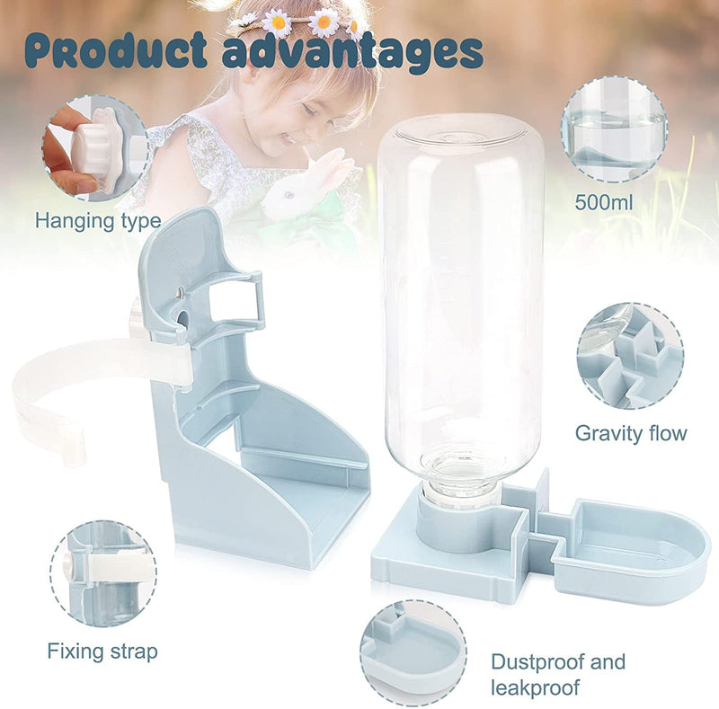 HYKYUN Rabbit Water Bottle No Drip - 500ml Hanging Water Fountain Automatic Dispenser Pet Cage Water Feeder for Bunny Chinchilla Guinea Pig Hedgehog Ferret - PawsPlanet Australia