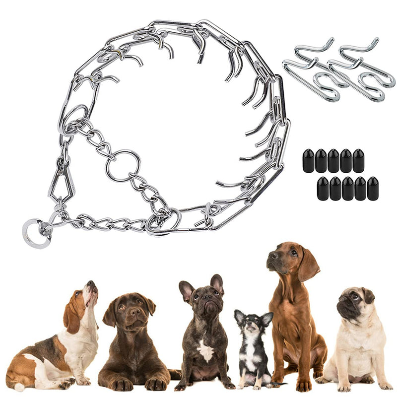 Quick Release Dog Collar Adjustable Stainless Steel Chain Collar with Rubber Caps for Small Medium Large Dogs S(2.5mm ,17.7-Inch/45cm) - PawsPlanet Australia