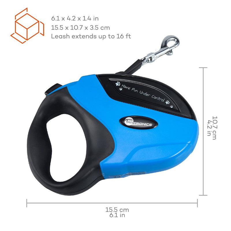 [Australia] - TaoTronics Retractable Dog Leash, 16 ft Dog Walking Leash for Medium Large Dogs up to 110lbs, Tangle Free, One Button Break & Lock , Dog Waste Dispenser and Bags included 