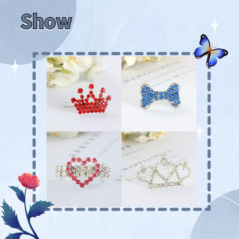 DaFuEn 8 Pieces Dog Accessories for Small Dogs Crown Rhinestone Girls Puppies Barrette Grooming Hair Accessories Crystal Dog Tiara Dog Bows Grooming Pet Grooming Products # 1 - PawsPlanet Australia
