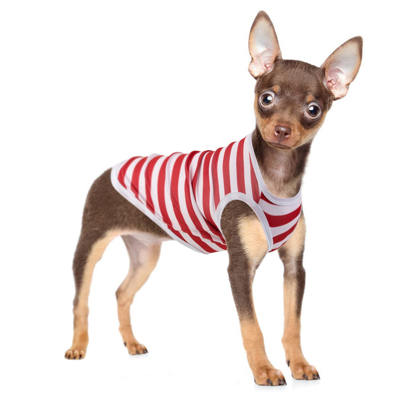 Hozz 2 Pack Dog Cute Striped T Shirts Sleeveless for Puppy Dogs Soft Durable Polyester Summer Vest Clothes no Shrink Fashion Classic S Small 2 Pack Striped - PawsPlanet Australia