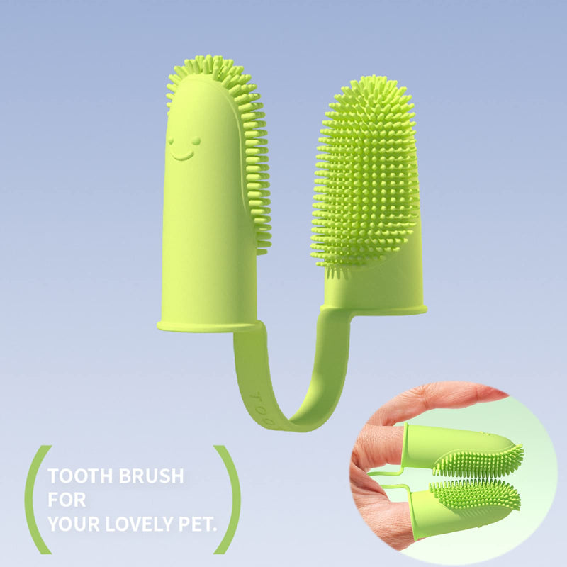 zoerbufan Dog Toothbrush Fingerling Silicone, 360° Fully Wrapped Bristles Anti-Plaque Finger Dog, Reusable Pet Finger Toothbrush for Small, Medium and Large Dogs (Green) Green - PawsPlanet Australia