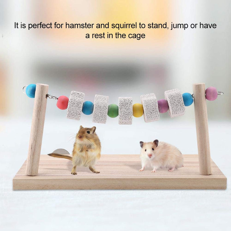 Aeloa Swing Wooden Stand Platform Mineral Stone Molar Toy Springboard for Birds Hamster - PawsPlanet Australia