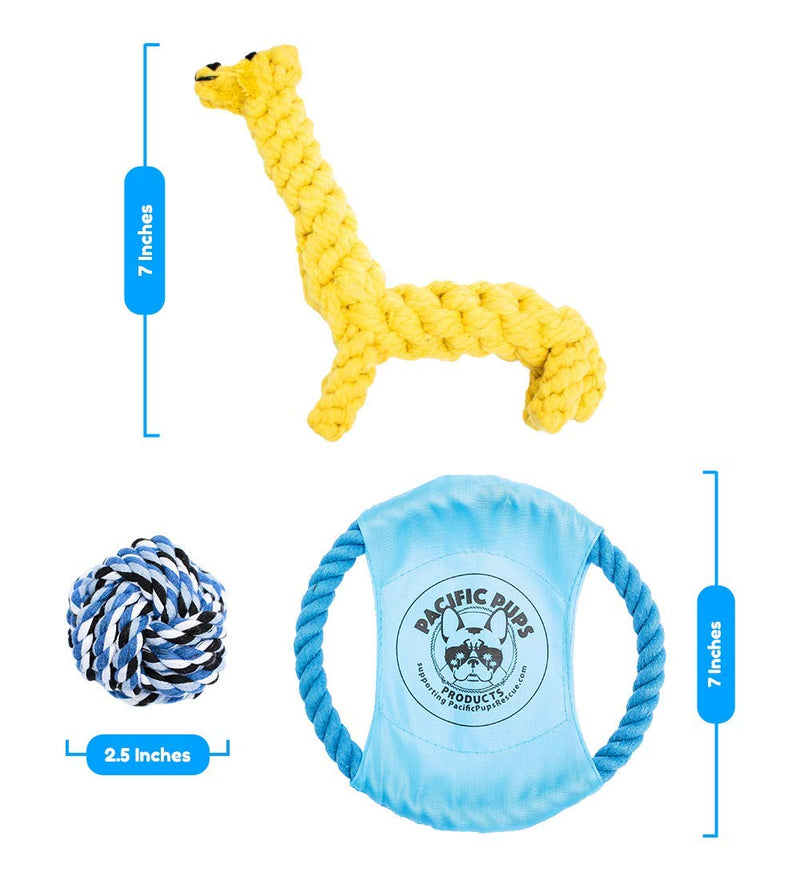 Pacific Pups Products - Dog Rope Toys for Aggressive CHEWERS - Set of 11 Nearly Indestructible Dog Toys - Bonus Giraffe Rope Toy - Benefits NONPROFIT Dog Rescue - PawsPlanet Australia
