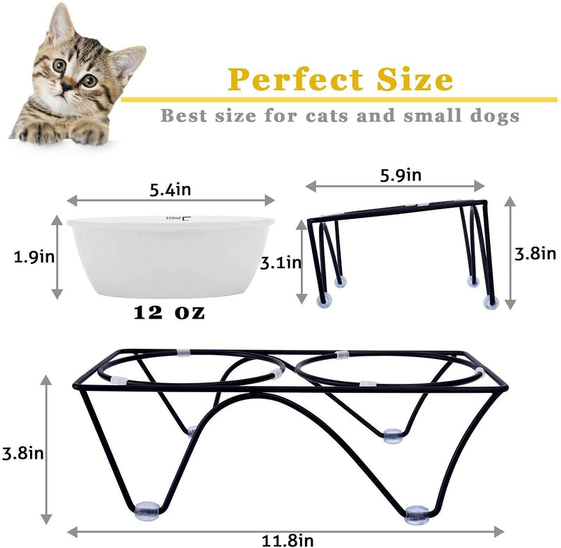 CatRomance Raised Cat Bowl, 10°Tilted Cat Food Bowl, 12oz Ceramic Pet Dishes Bowls with Stand for Indoor Cat or Small Dogs - PawsPlanet Australia