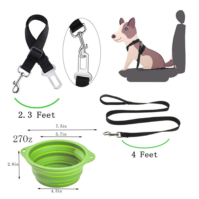 7 Pcs Travel Pet Bowl Solution- Dog Travel Kit - Silicone Collapsible Bowl- for Hiking, Camping, Dog Parks,and Traveling - Clip On Collar Light, Poop Bag Holder, Water Bottle Holder... - PawsPlanet Australia