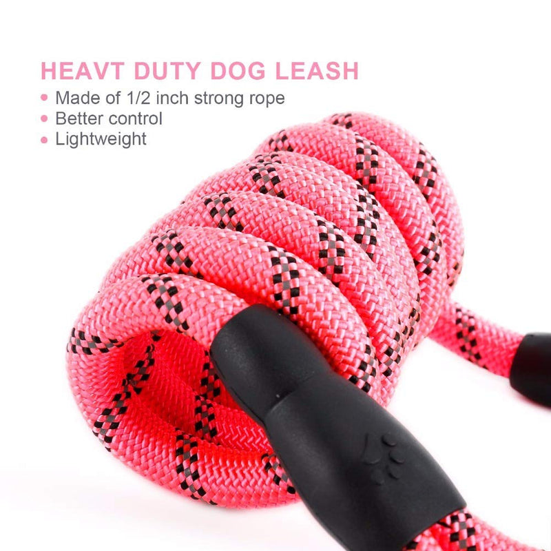 [Australia] - Pink Trasen Pet Strong Dog Leash 5ft Long with Comfortable Padded Handle, Reflective Stripes. Heavy Duty Training Durable Nylon Rope Leashes for Small Medium Large 