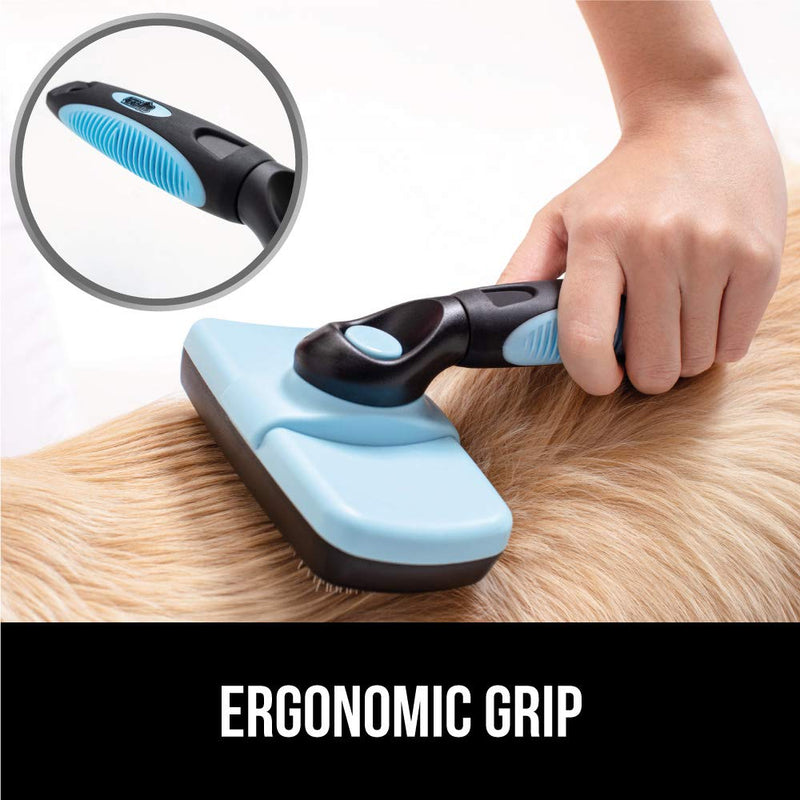 Gorilla Grip Premium Self Cleaning Pet Slicker Brush, Cats and Dogs, Gently Removes Loose Fur, Less Tangled Mats, Comfortable Grip, Easy Cleaning, Gentle Grooming On Long or Short Haired Pets, Red 1 - PawsPlanet Australia