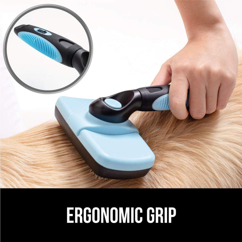 Gorilla Grip Premium Self Cleaning Pet Slicker Brush, Cats and Dogs, Gently Removes Loose Fur, Less Tangled Mats, Comfortable Grip, Easy Cleaning, Gentle Grooming On Long or Short Haired Pets, Black 1 - PawsPlanet Australia