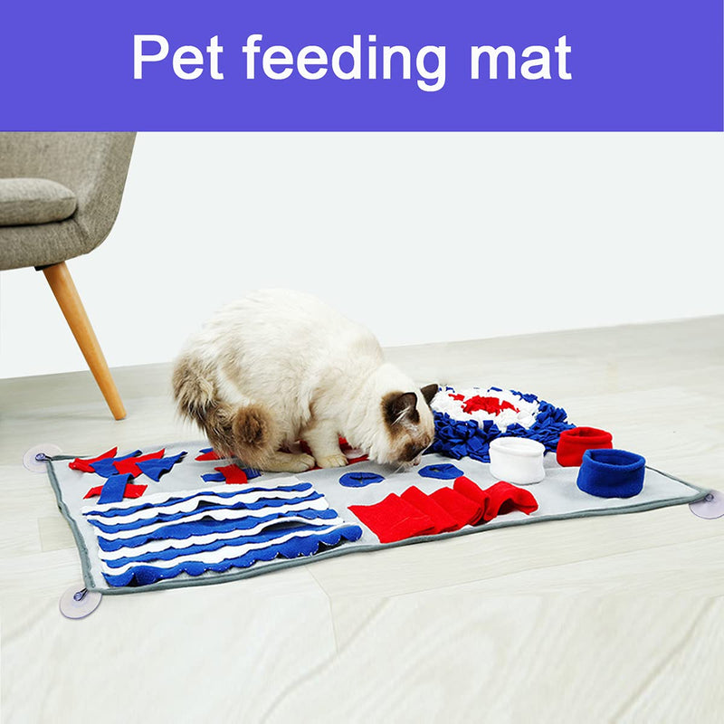 Dog Snuffle Mat, Pet Feeding Mat Soft Durable Interactive Puzzle Play Training Mats for Cats Dogs 29.5*19.7inch grey+blue - PawsPlanet Australia